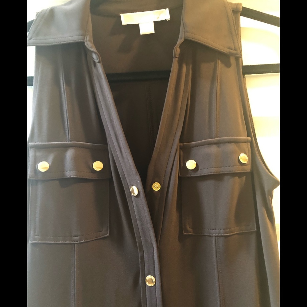 Michael Kors Long Brown Maxi Dress With Collar